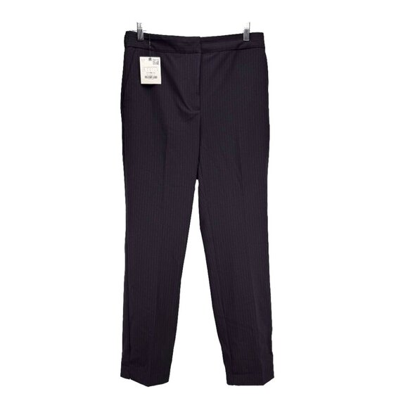 ZARA NWT Pinstripes Jogger-waist Trouser Academia School Midnight Blue Black L - Picture 4 of 11